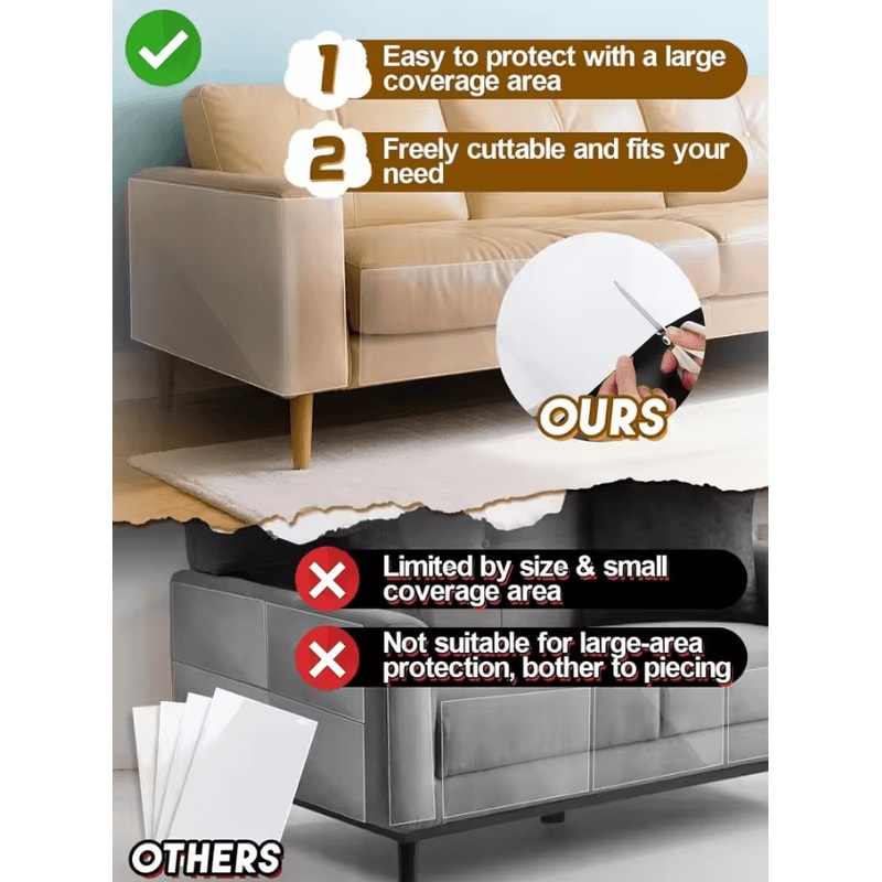 ClearShield AntiScratch Cat Furniture Protector For Leather Sofas 2