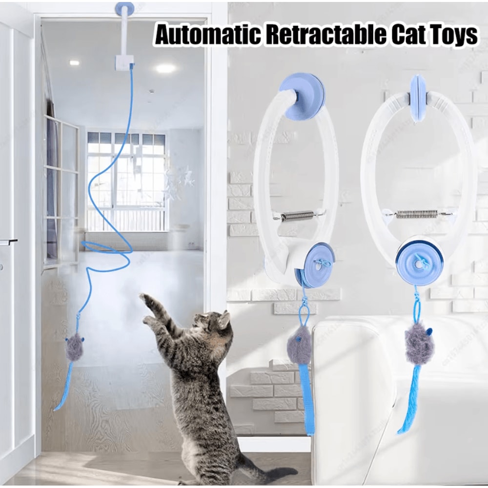 BouncePaw Retractable Hanging Cat Toy For Independent Indoor Play 0
