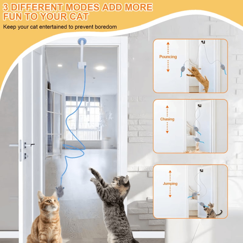 BouncePaw Retractable Hanging Cat Toy For Independent Indoor Play 3