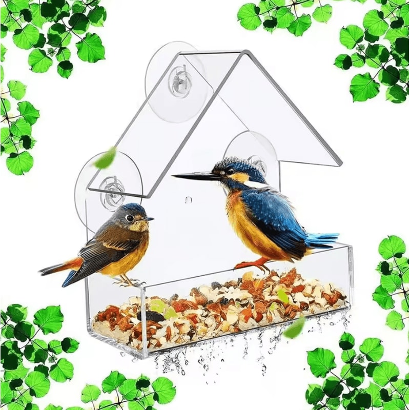 ClearView Acrylic Window Bird Feeder For Backyard Bird Watching 0