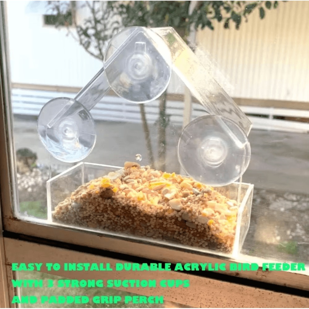 ClearView Acrylic Window Bird Feeder For Backyard Bird Watching 2