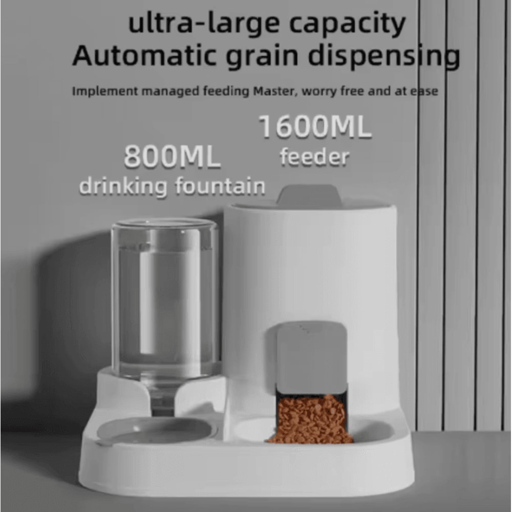 AquaServe 2in1 Cat Dog Food Bowl With Automatic Water Dispenser 1