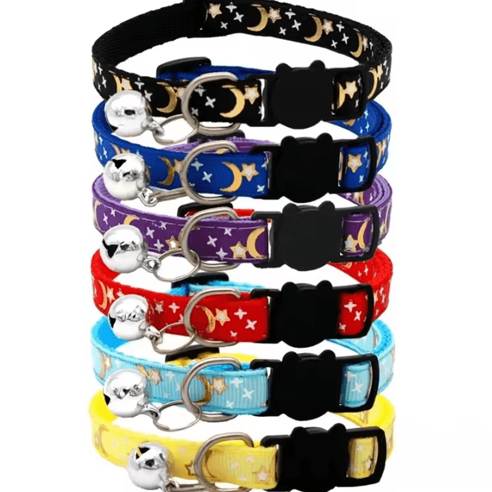 LunaCharm Gold Star Moon Adjustable Pet Collar 0