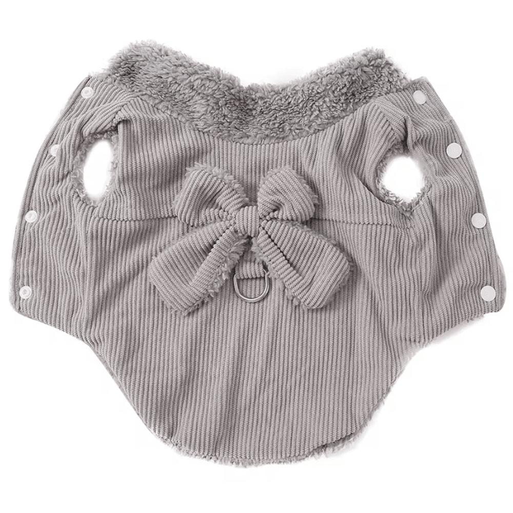 CozyLuna Corduroy Fleece Pet Vest With Bow DRing 2