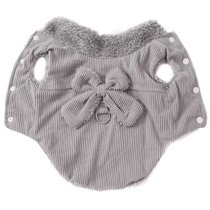 CozyLuna Corduroy Fleece Pet Vest With Bow DRing 2