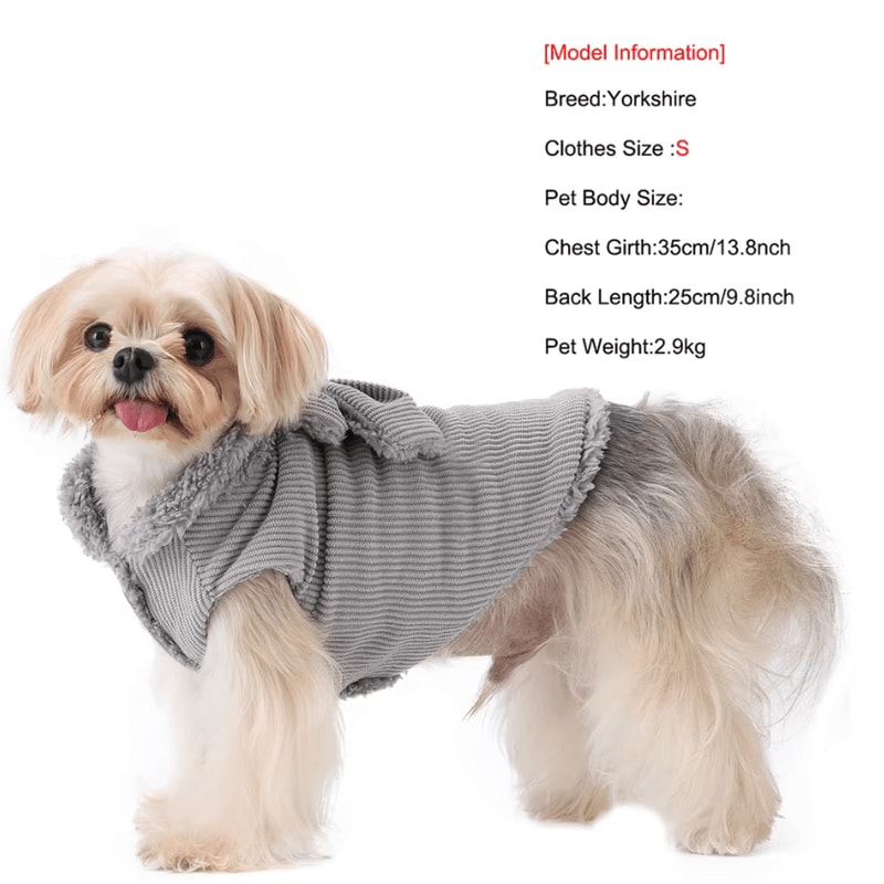 CozyLuna Corduroy Fleece Pet Vest With Bow DRing 3