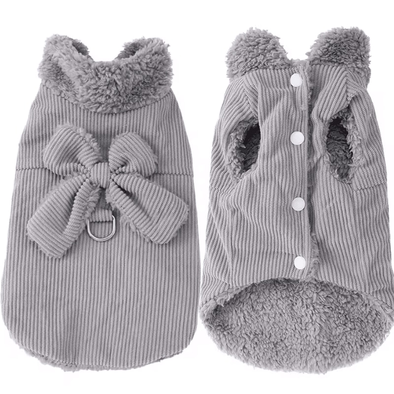 CozyLuna Corduroy Fleece Pet Vest With Bow DRing 4