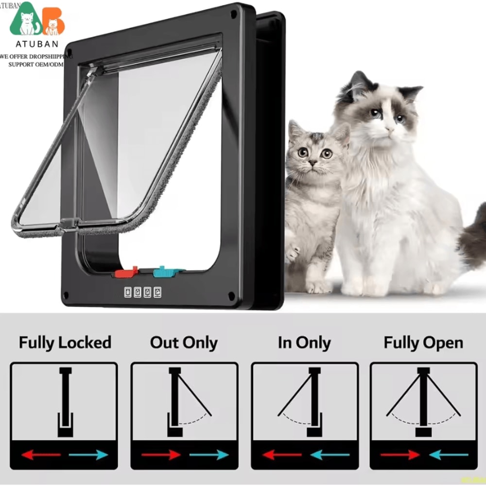 FreePaws Large Cat Door With 4Way Locking System 2