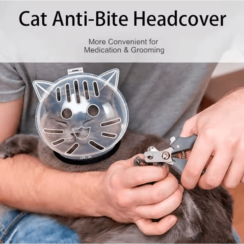CalmGuard Cat Grooming Helmet AntiBite Cat Muzzle 2