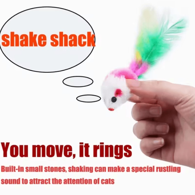 FeatherChase Interactive Cat Toy Mouse With Colorful Feathers 1