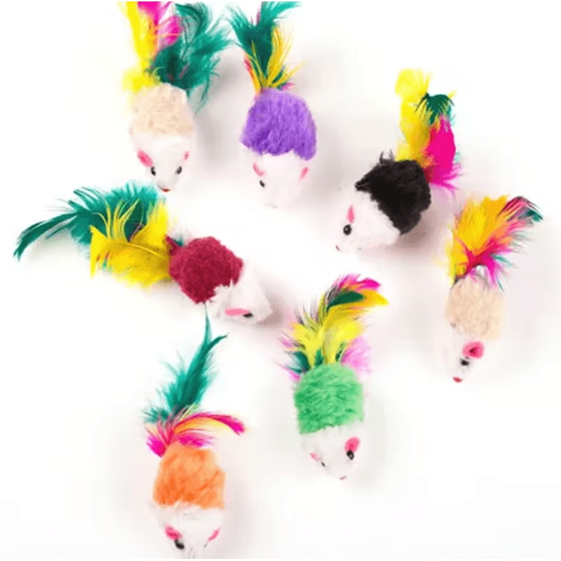 FeatherChase Interactive Cat Toy Mouse With Colorful Feathers 3