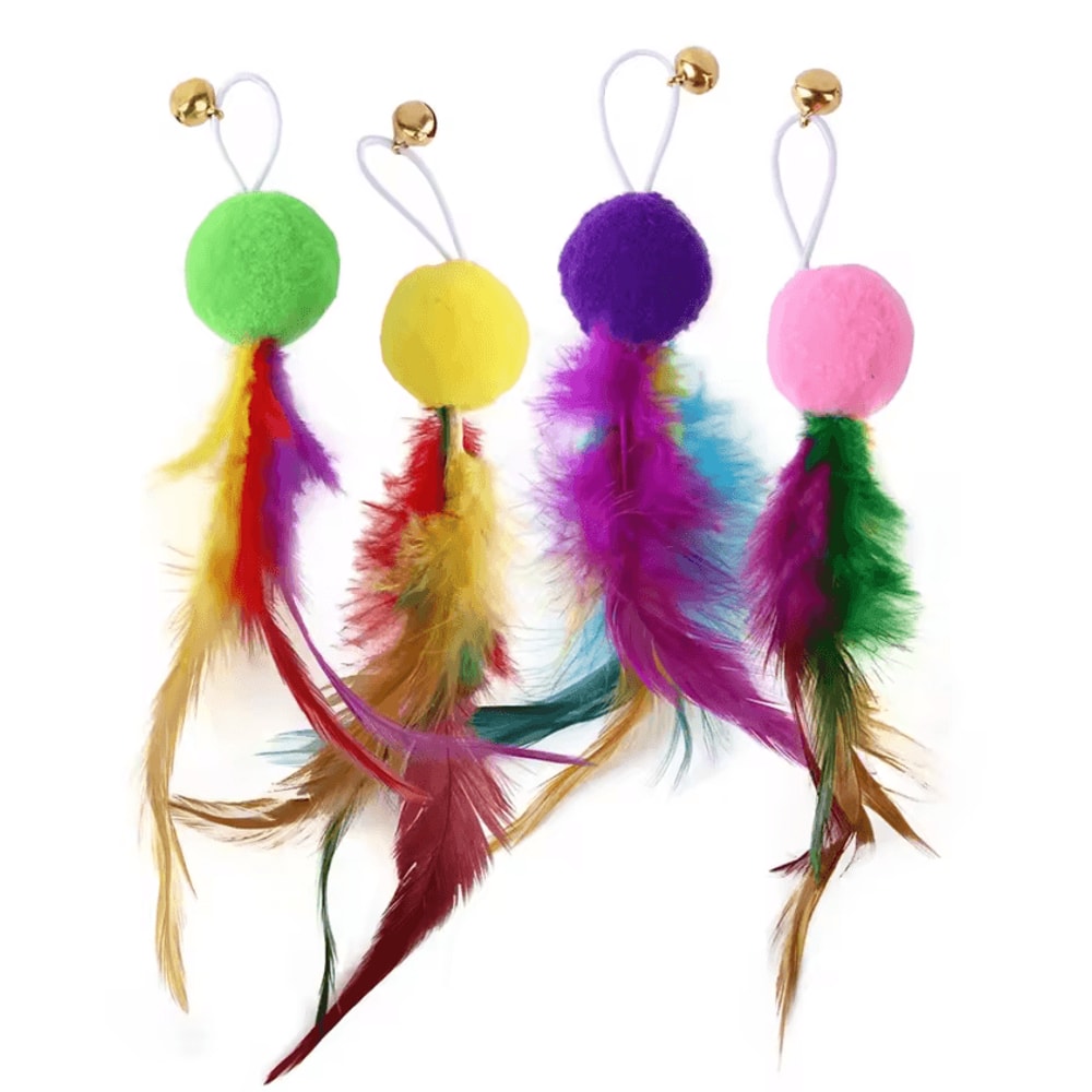 FeatherWand Interactive Cat Wand Toy Set With Tassel Feather Refills 3
