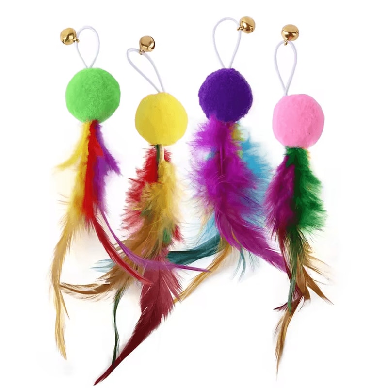 FeatherWand Interactive Cat Wand Toy Set With Tassel Feather Refills 3