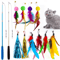 FeatherWand Interactive Cat Wand Toy Set With Tassel Feather Refills 4