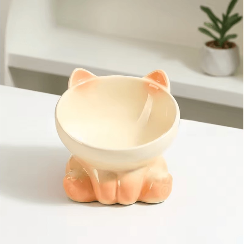 AuraTilt Elevated Ceramic Cat Bowl With Slanted Design 5