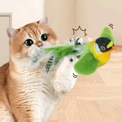 birdflutter interactive cat door toy with catnip & squeaky bird