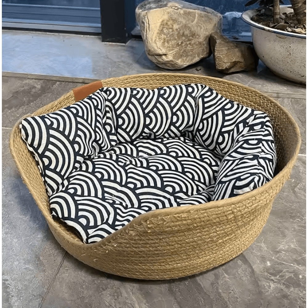 BambooHaven Cozy Pet Bed Basket For Cats Small Dogs 4