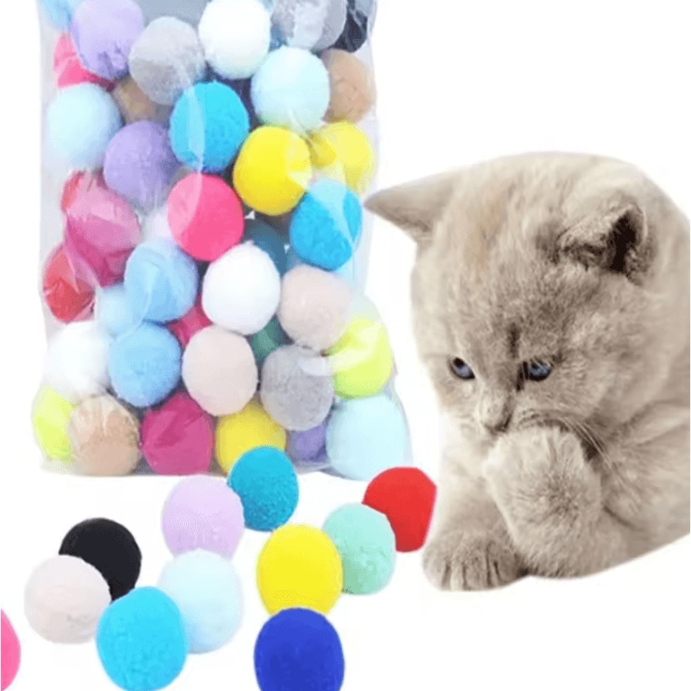 10PCS Colorful Plush Ball Cat Toys For Interactive Indoor Play 1