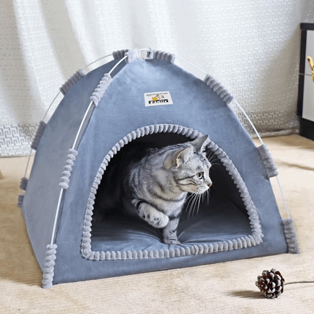 Foldable Breathable Cat Tent House With Cooling Mat 0