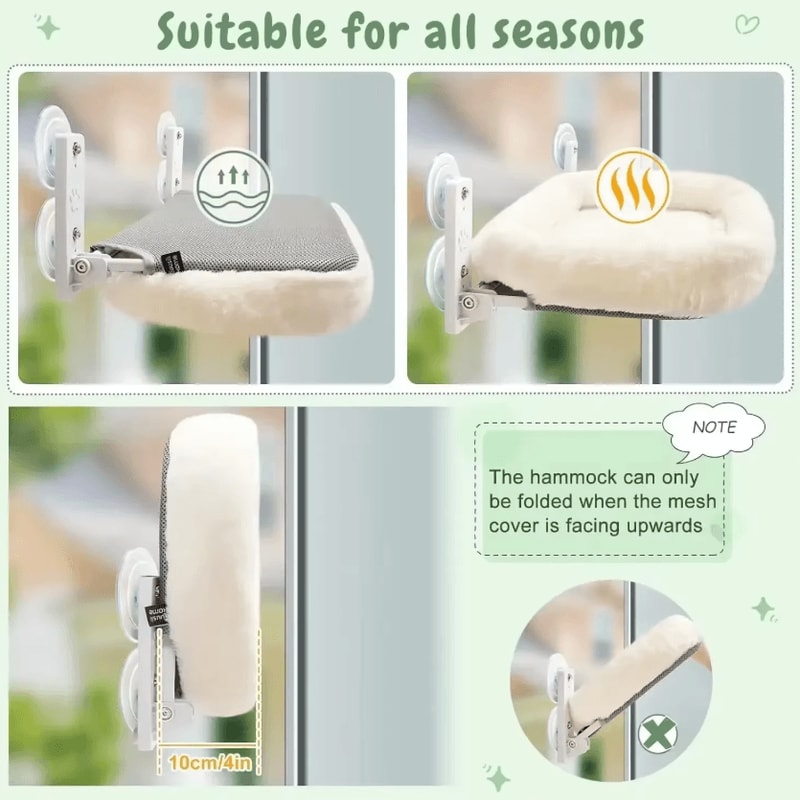 Foldable Cat Window Hammock Bed With Strong Suction Cups 2