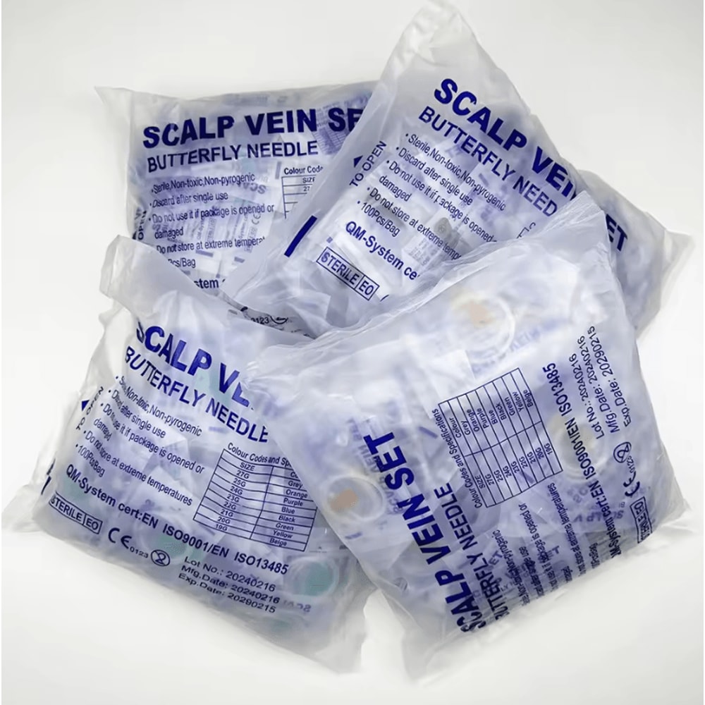 100PCS Disposable Veterinary Butterfly Infusion Needles 0