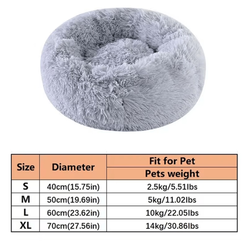 Calming Plush Faux Fur Donut Pet Bed For Cats Small Dogs 3