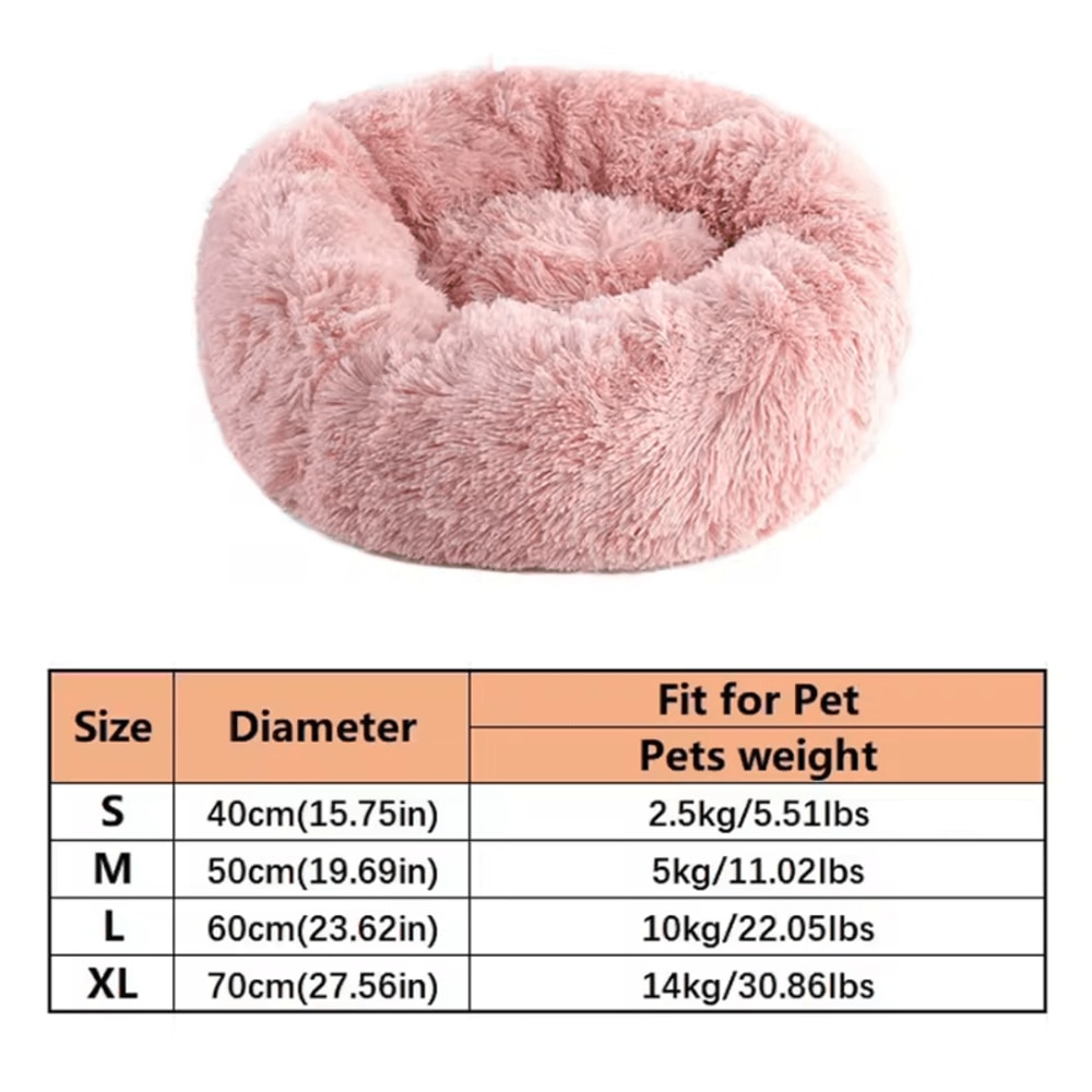 Calming Plush Faux Fur Donut Pet Bed For Cats Small Dogs 5