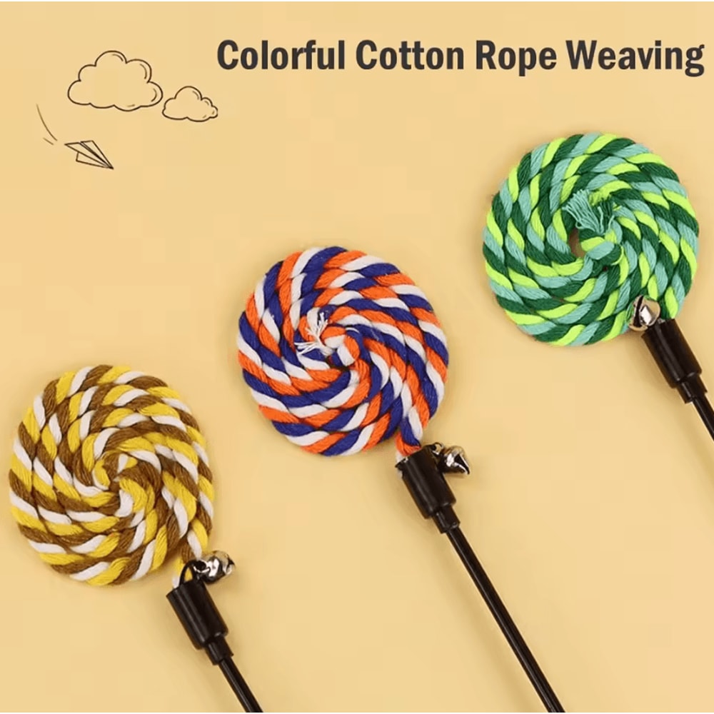 Interactive Cat Wand Toy Set With Cotton Rope Teasers For Indoor Cats 1
