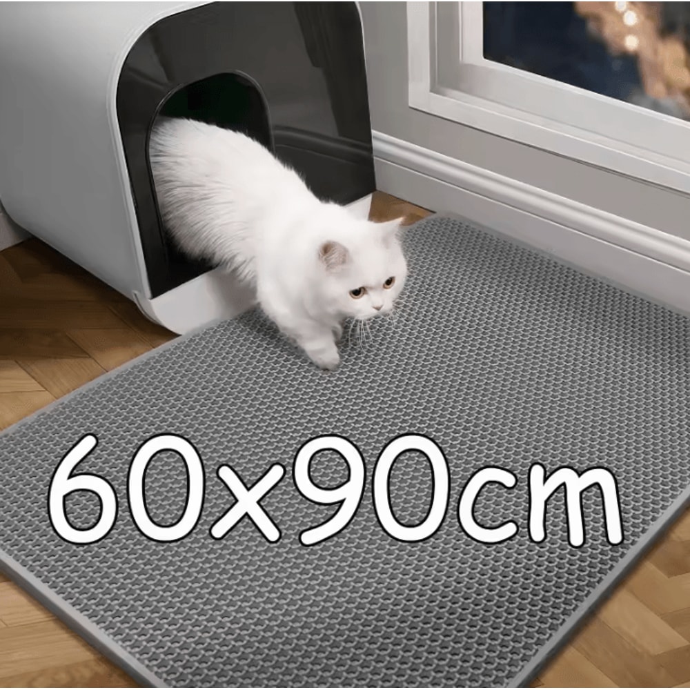 Waterproof DoubleLayer Cat Litter Mat For Indoor Cats NonSlip Washable Litter Trap 0