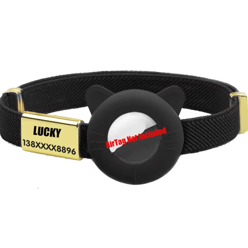 Breakaway AirTag Cat Collar With GPS Holder Custom Name Tag 10