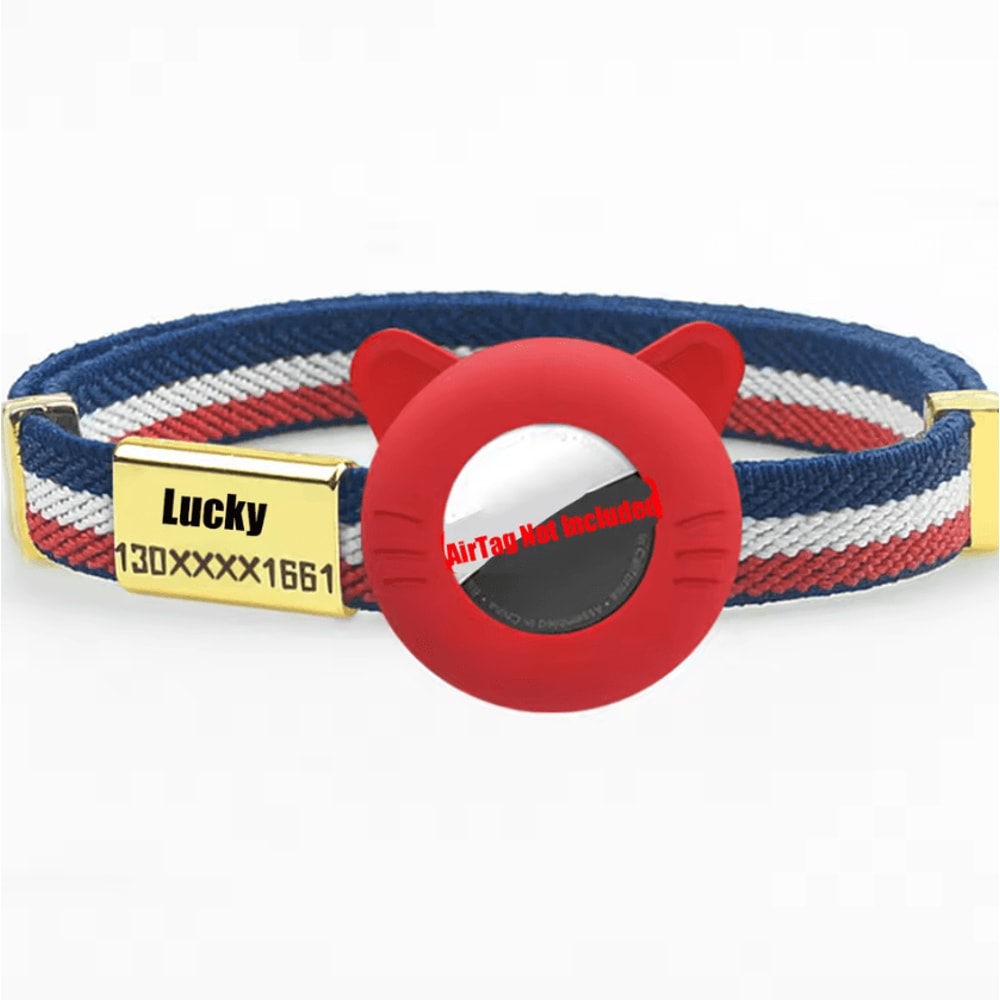 Breakaway AirTag Cat Collar With GPS Holder Custom Name Tag 12