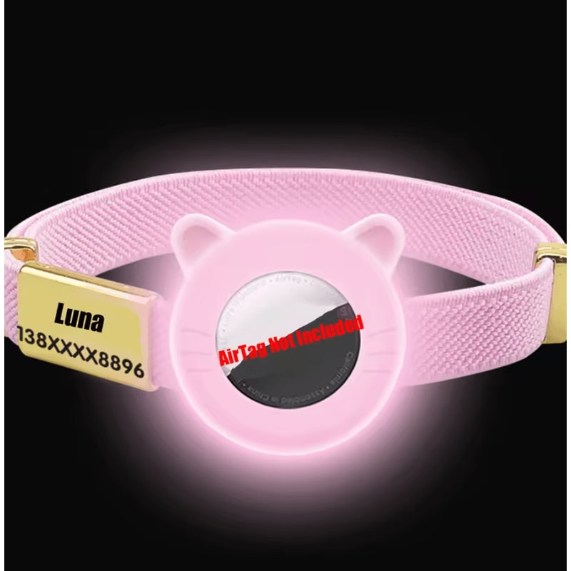 Breakaway AirTag Cat Collar With GPS Holder Custom Name Tag 16