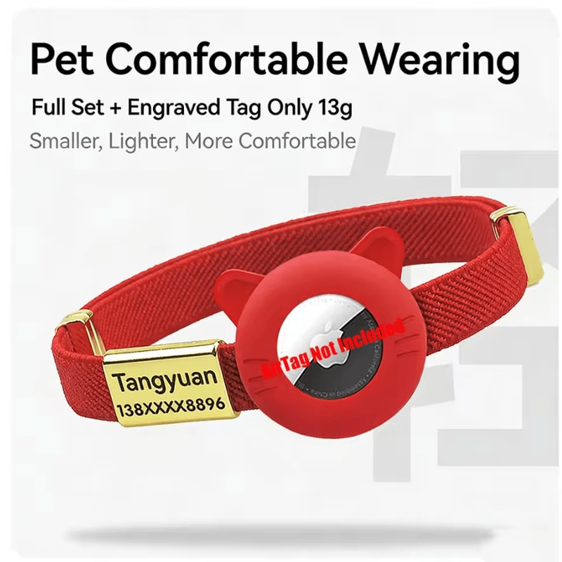 Breakaway AirTag Cat Collar With GPS Holder Custom Name Tag 1