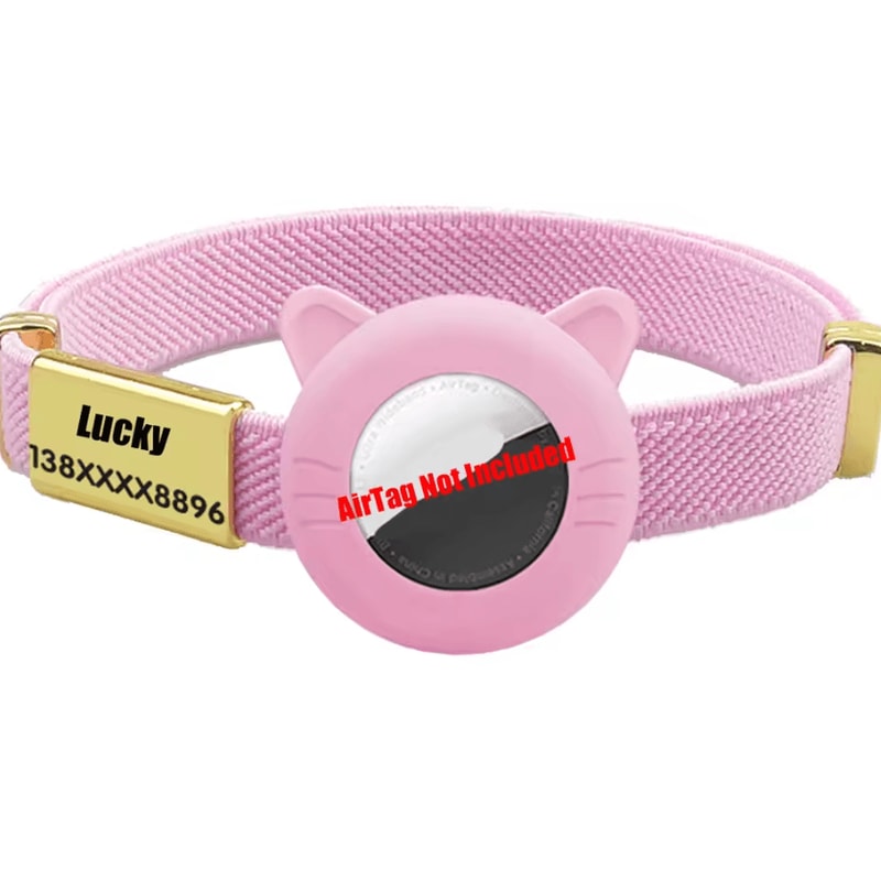 Breakaway AirTag Cat Collar With GPS Holder Custom Name Tag 3