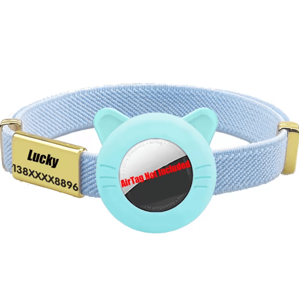 Breakaway AirTag Cat Collar With GPS Holder Custom Name Tag 5
