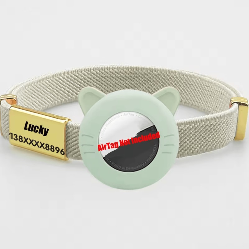 Breakaway AirTag Cat Collar With GPS Holder Custom Name Tag 7