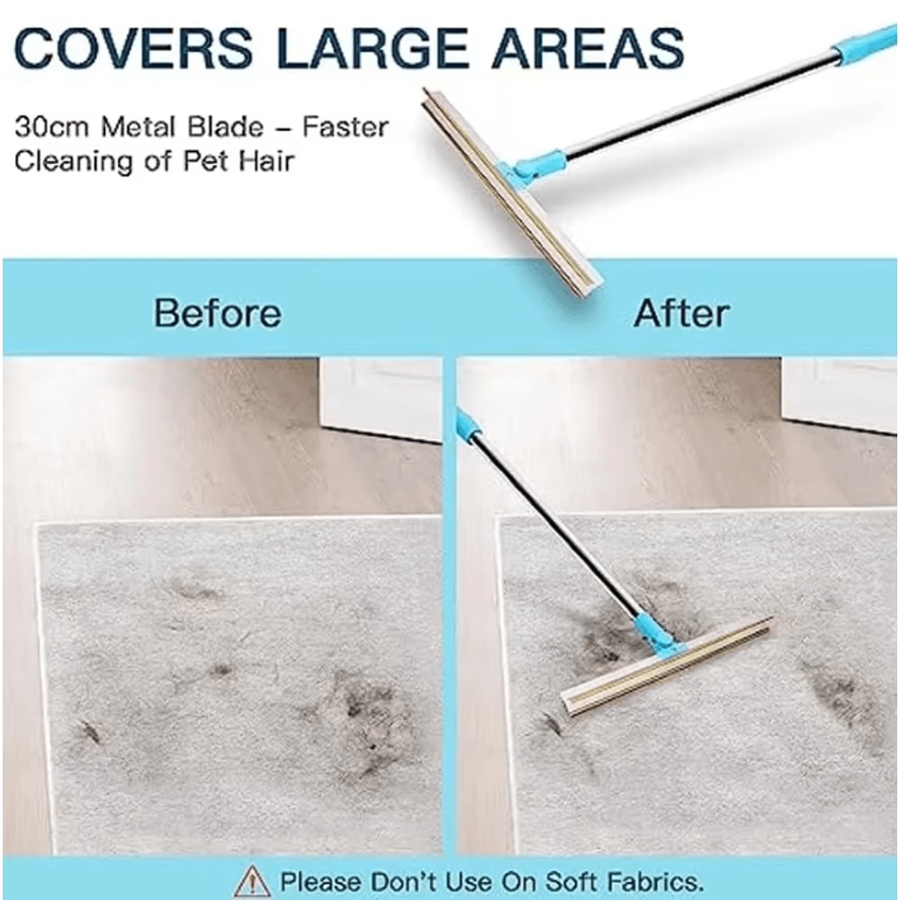 Pet Hair Remover Rug Rake With Telescopic Handle 180 Rotating Head 2