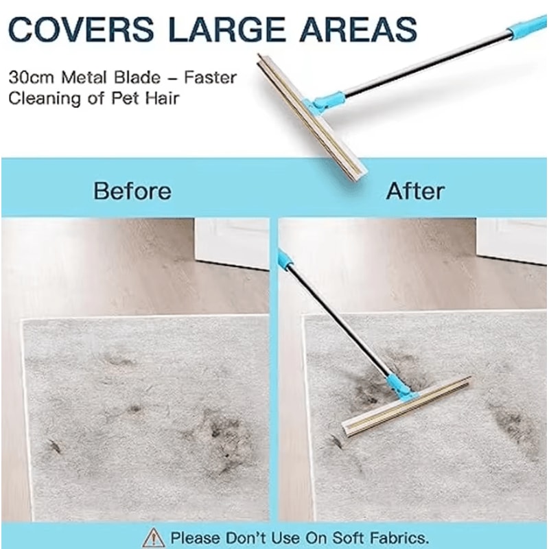 Pet Hair Remover Rug Rake With Telescopic Handle 180 Rotating Head 2