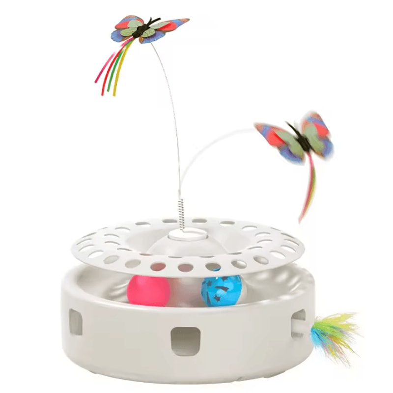 ROJECO 3in1 Automatic Interactive Cat Toy With Butterfly Feather Track Balls 5