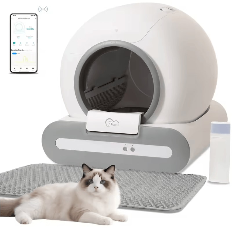 DOEL 65L SelfCleaning Cat Litter Box With App Control Odor Protection 0