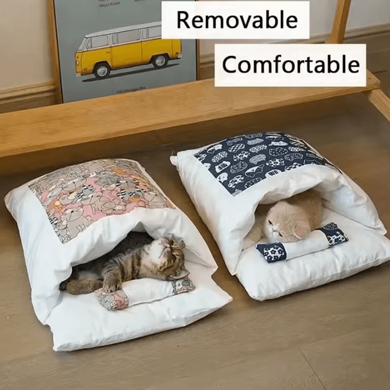 Kawaii Cat Cave Bed House For Indoor Cats Small Dogs Removable Cozy Pet Nest 1