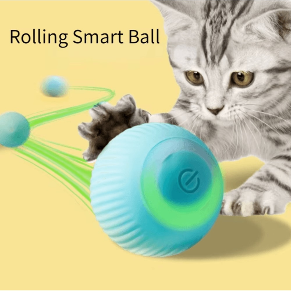 Smart Automatic Rolling Cat Ball Toy Rechargeable Interactive Toy For Indoor Cats 0