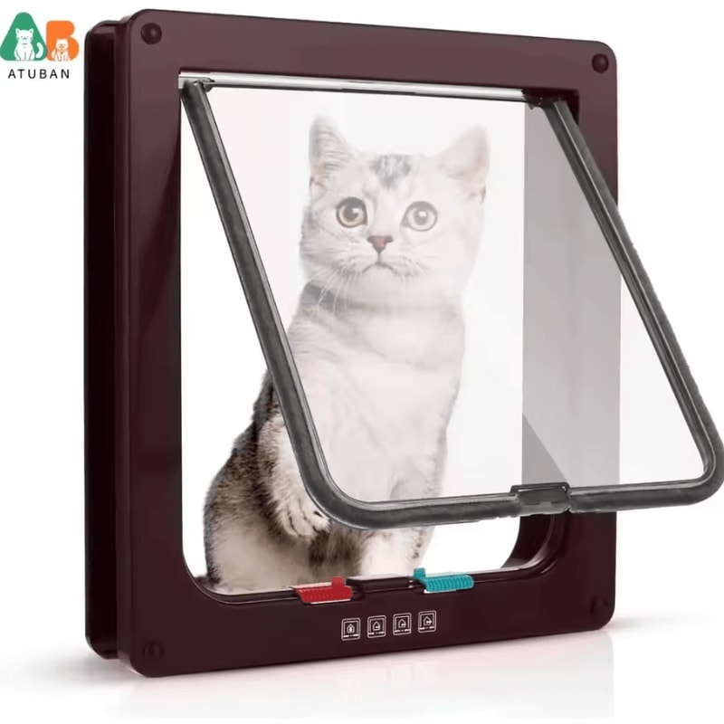 FreedomFlow 4Way Locking Cat Door For Interior Exterior Doors 0
