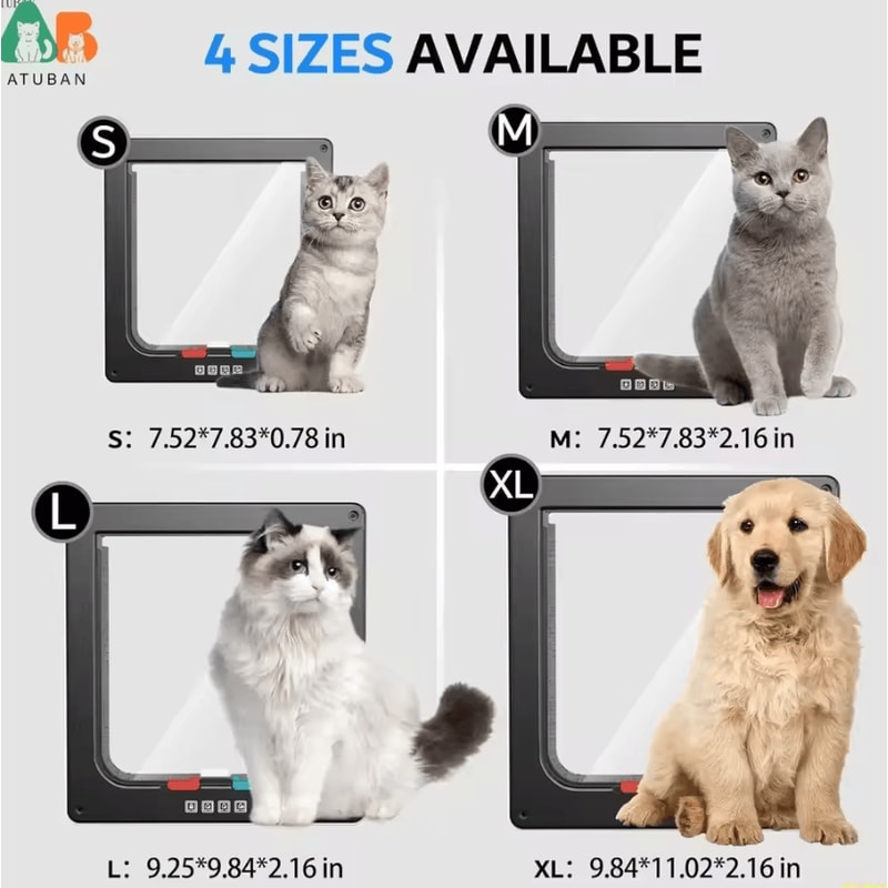 FreedomFlow 4Way Locking Cat Door For Interior Exterior Doors 2
