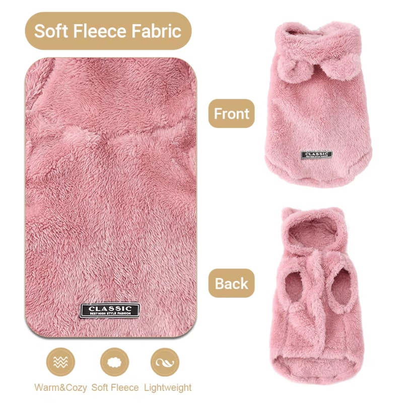 SnugglePaws Fleece Hoodie For Small Dogs Cats 2