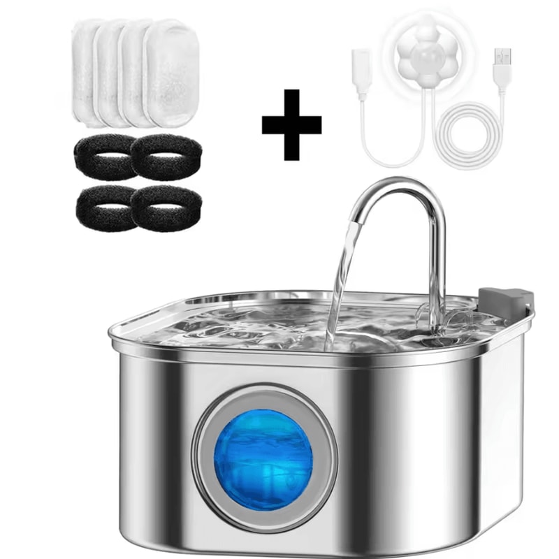 ClearFlow Smart Stainless Steel Cat Water Fountain 4