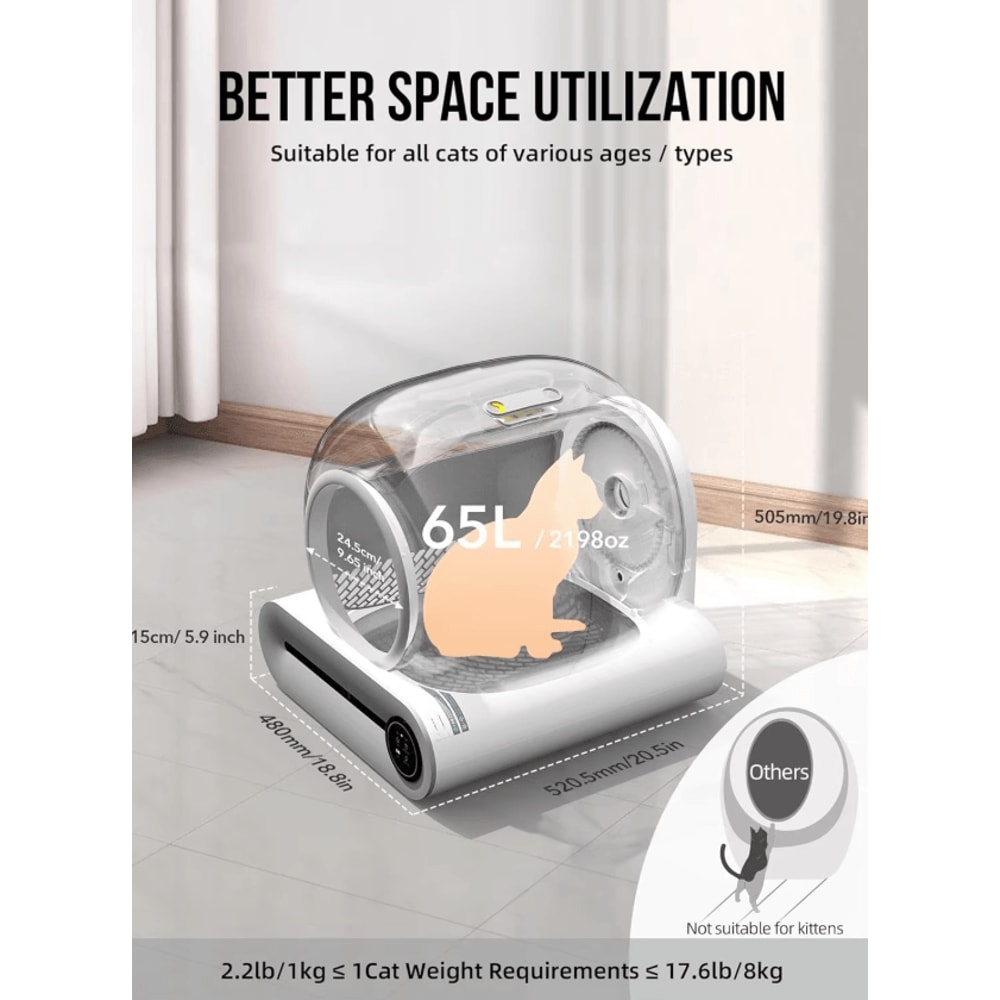 Tonepie SmartClean 65L Automatic SelfCleaning Cat Litter Box 2