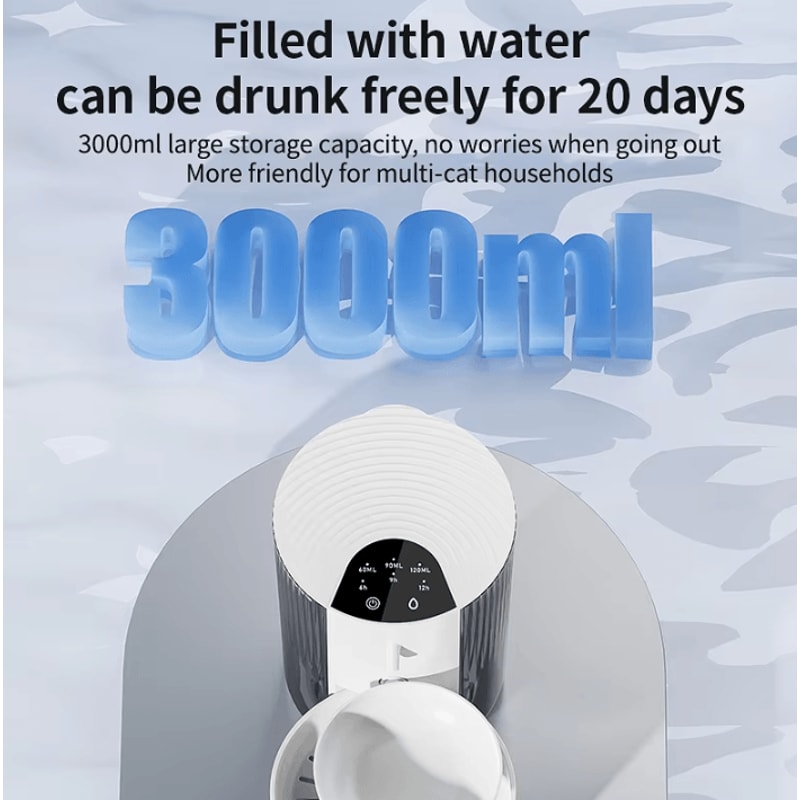 PureFlow 3000ML Smart Tilt Cat Water Fountain 2
