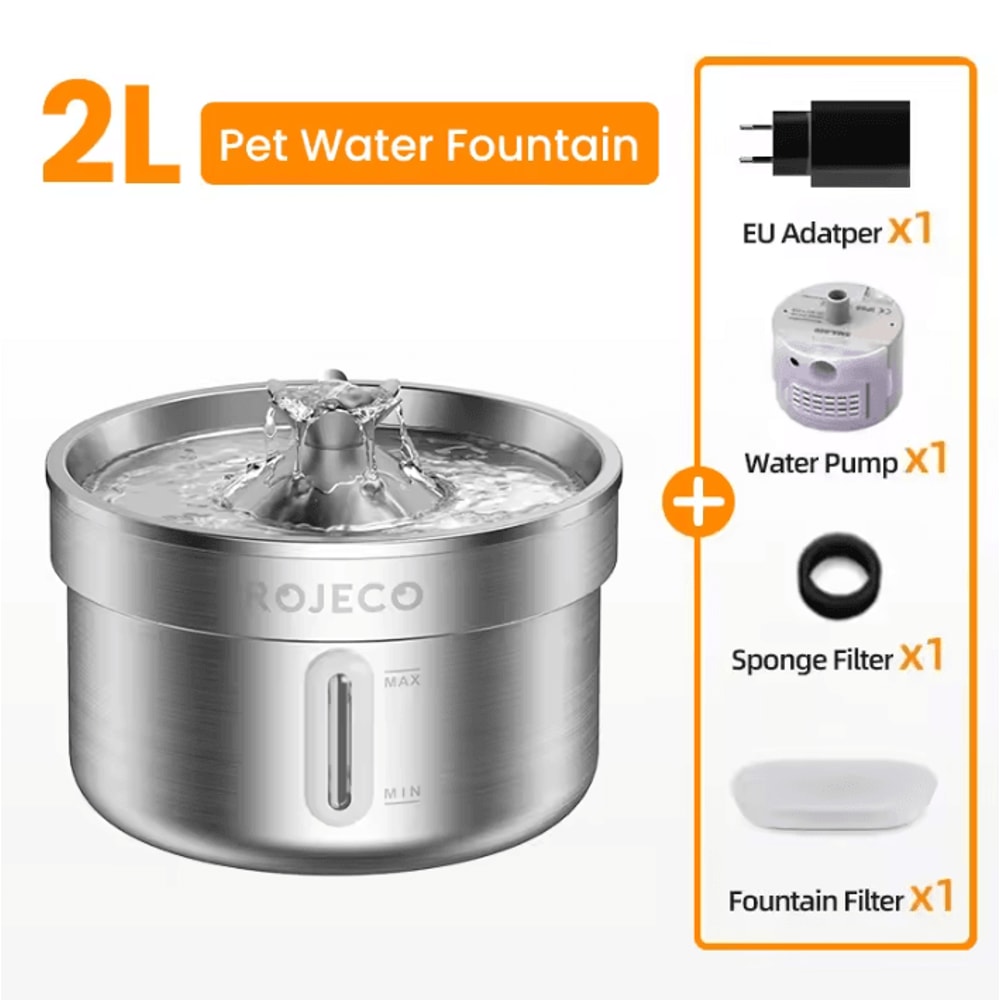 FreshFlow ROJECO Stainless Steel Cat Water Fountain 3