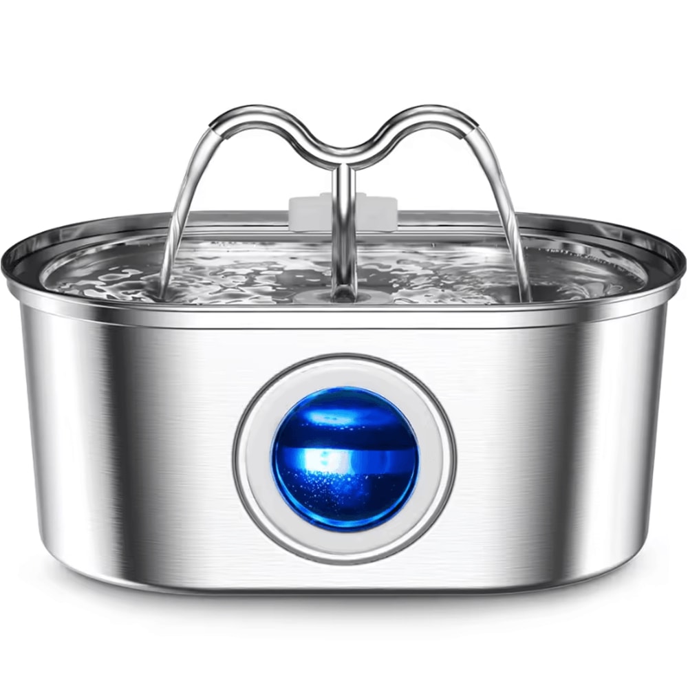 GlowFlow 32L Stainless Steel Cat Water Fountain 0